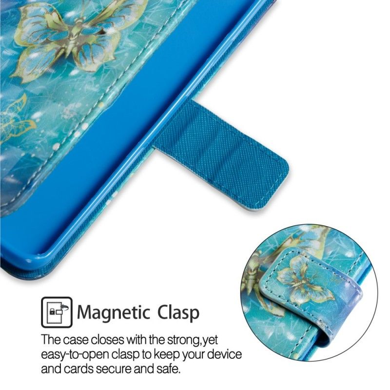 Folio Deksel for Samsung Galaxy S9 Plus 3D Gyldne Sommerfugler