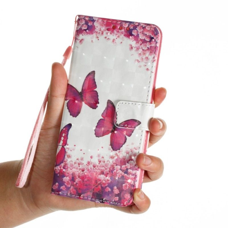 Folio Deksel for Samsung Galaxy S9 Plus 3D Røde Sommerfugler