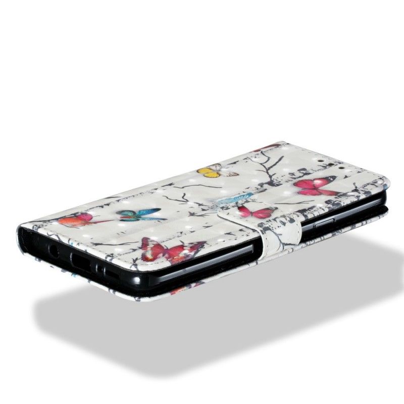 Lærdeksel Folio Deksel Samsung Galaxy S9 Plus Sommerfugler Og Bjørk