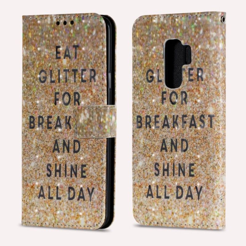 Lærdeksel Folio Deksel Samsung Galaxy S9 Plus Spis Glitter