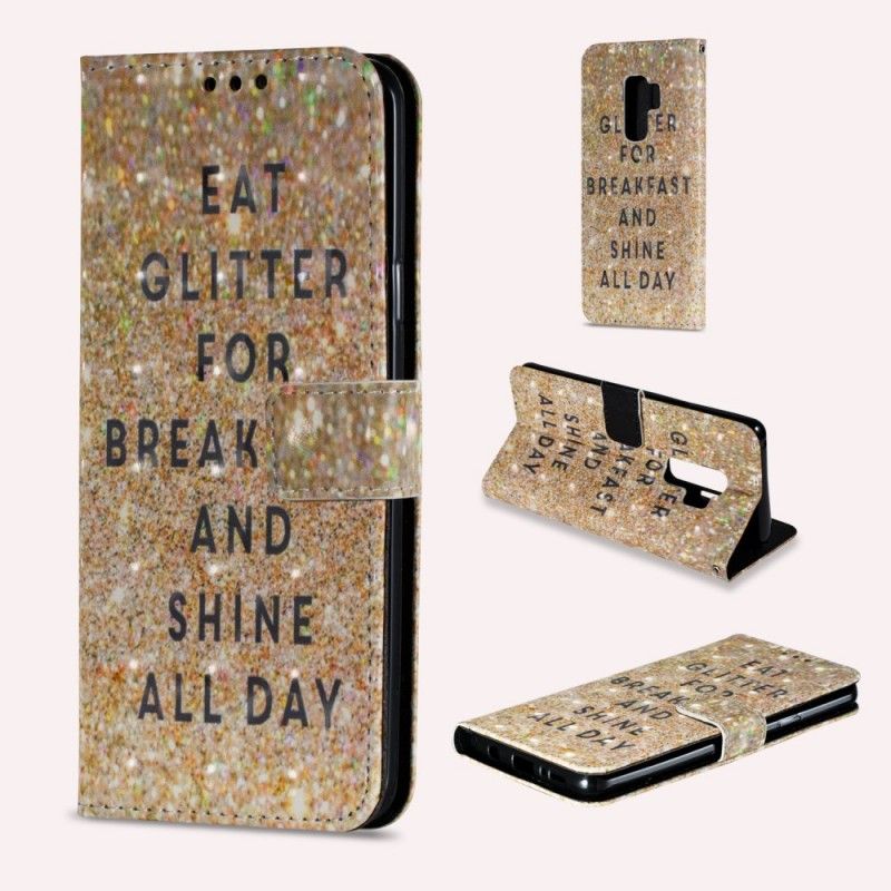 Lærdeksel Folio Deksel Samsung Galaxy S9 Plus Spis Glitter