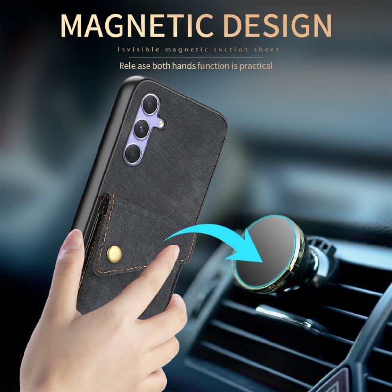 Deksel Samsung Galaxy A17 4g / 5g Semsket Skinneffekt Med Kortholder Og Snor Beskyttelse Deksel