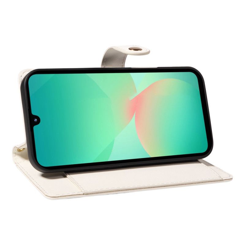 Lærdeksel Folio Deksel Samsung Galaxy A17 4g / 5g Vattert Med Stropp Og Skulderstropp