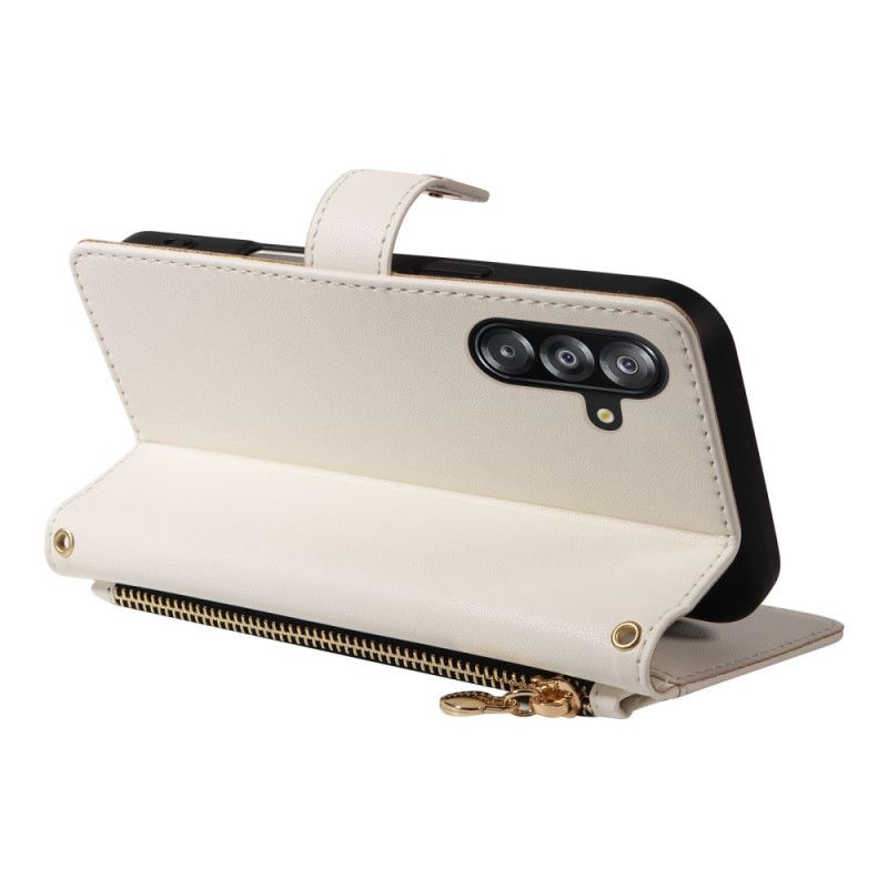 Lærdeksel Folio Deksel Samsung Galaxy A17 4g / 5g Vattert Med Stropp Og Skulderstropp