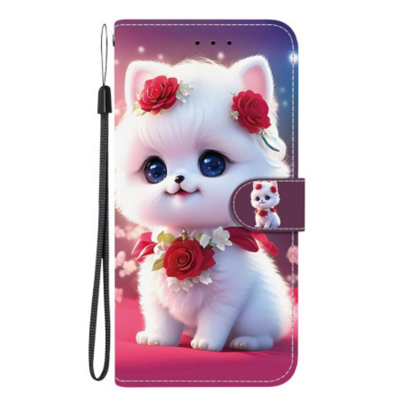 Lederhüllen Für Samsung Galaxy A17 4g / 5g Katze Mit Rosen