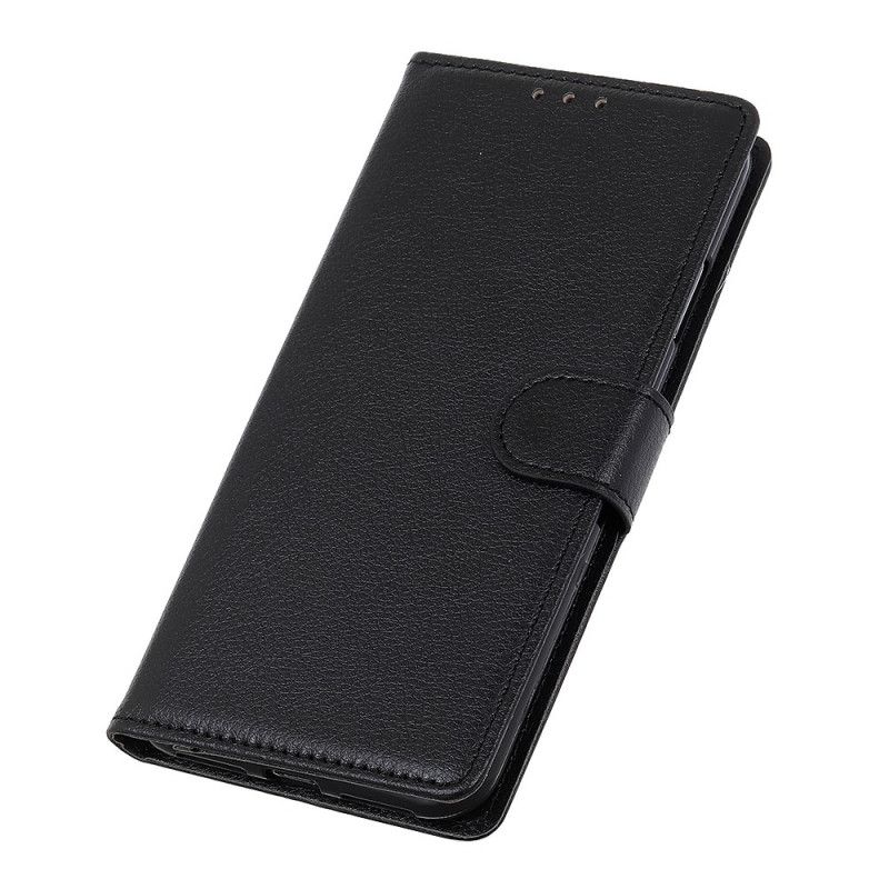 Lærdeksel Folio Deksel OnePlus 8 Pro Svart Litchi-Skinneffekt