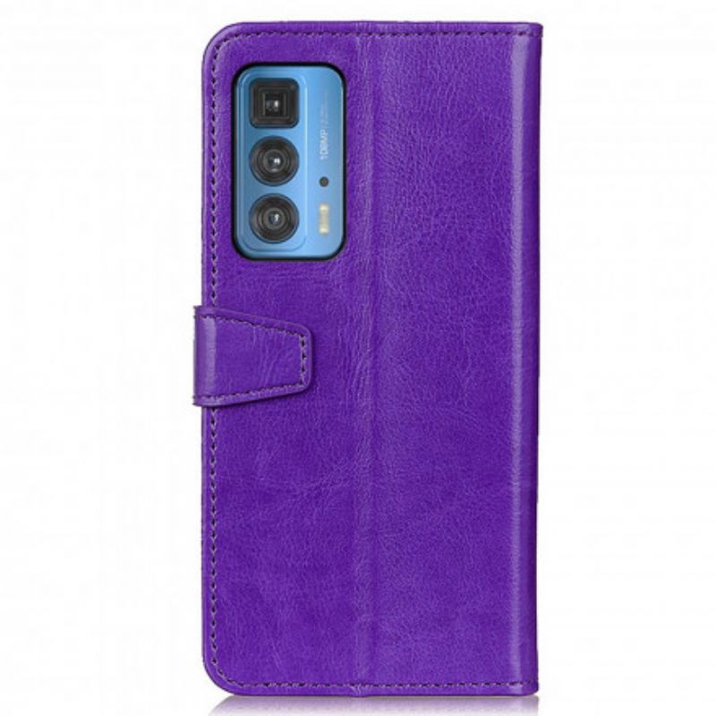 Folio Deksel Motorola Edge 20 Pro Enkel Skinnende Skinneffekt