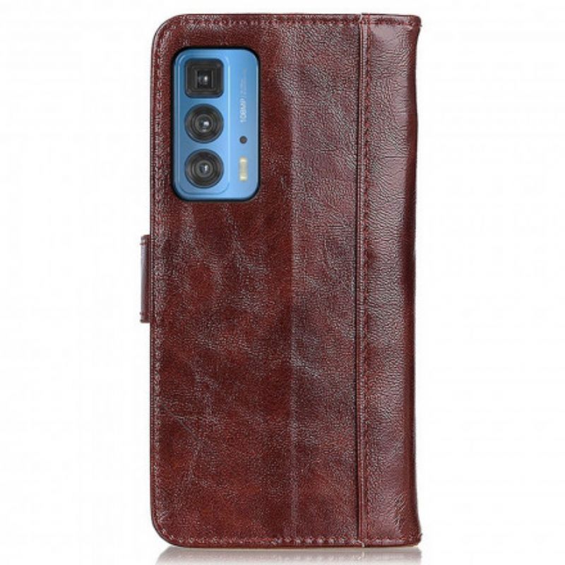 Folio Deksel Til Motorola Edge 20 Pro Skinnende Splittskinnstil