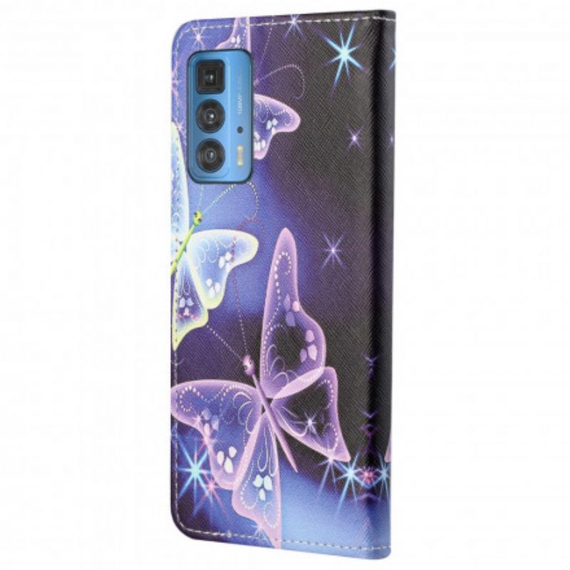 Lærdeksel Folio Deksel Motorola Edge 20 Pro Sommerfugler