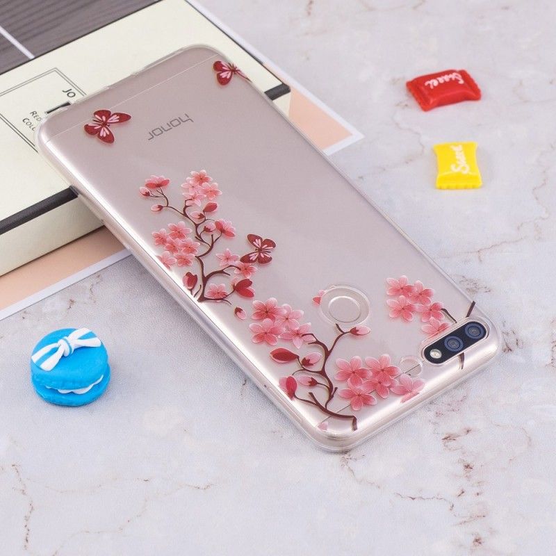 Deksel Honor 7C Mobildeksel Gjennomsiktig Blomstrende Tre