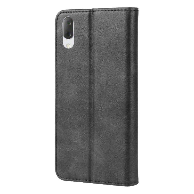 Folio Deksel Sony Xperia L3 Svart Vintage Skinndesignstil