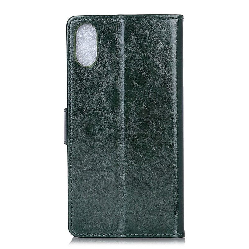 Lærdeksel Folio Deksel Sony Xperia L3 Svart Mobildeksel Rund Skinnende Skinneffekt