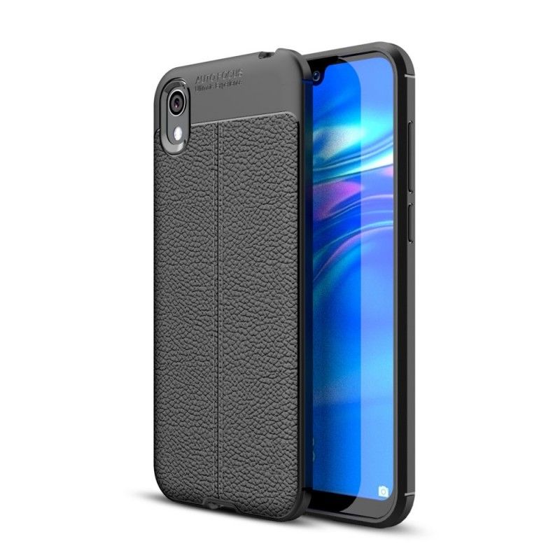 Deksel for Huawei Y5 2019 Svart Dobbeltlinjet Litchi-Læreffekt