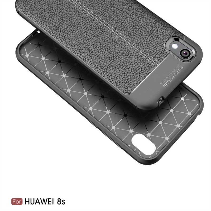 Deksel for Huawei Y5 2019 Svart Dobbeltlinjet Litchi-Læreffekt