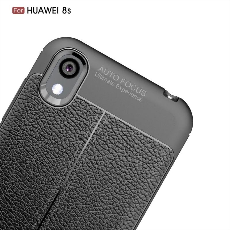 Deksel for Huawei Y5 2019 Svart Dobbeltlinjet Litchi-Læreffekt