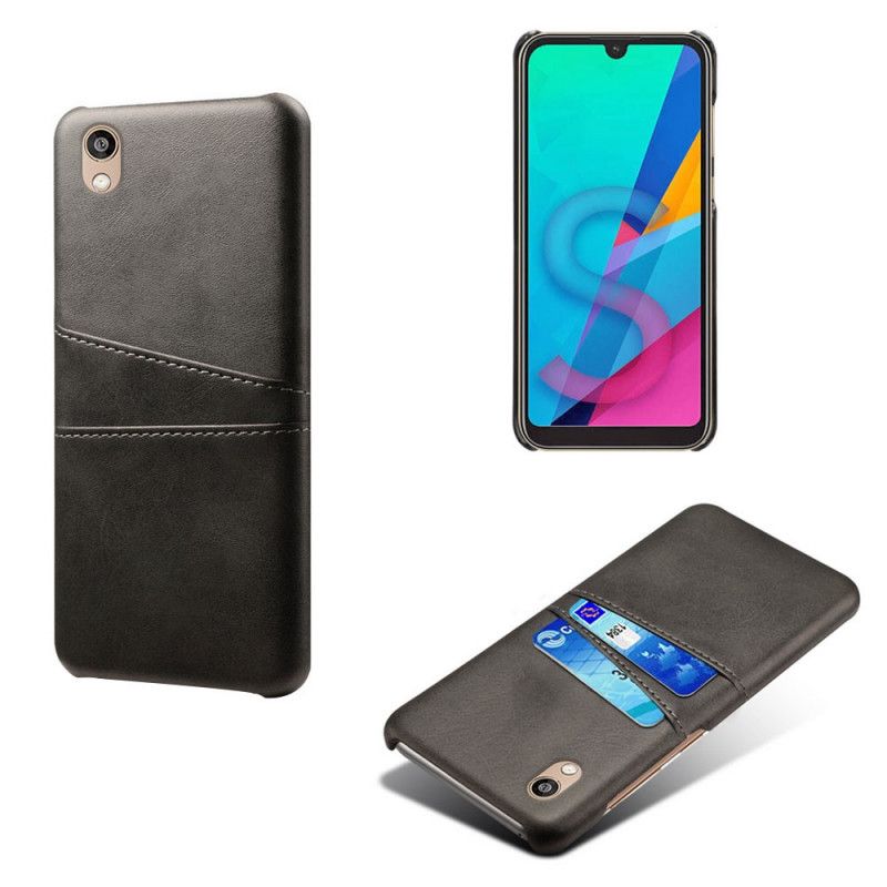 Deksel for Huawei Y5 2019 Svart Kortholder I Skinneffekt