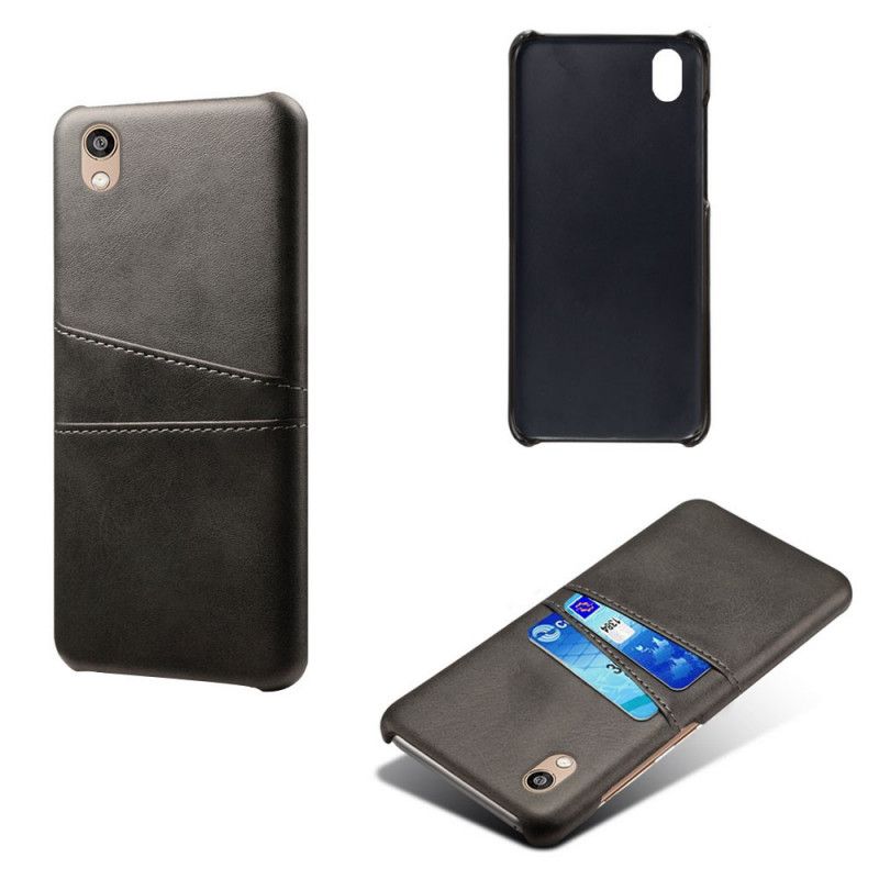 Deksel for Huawei Y5 2019 Svart Kortholder I Skinneffekt