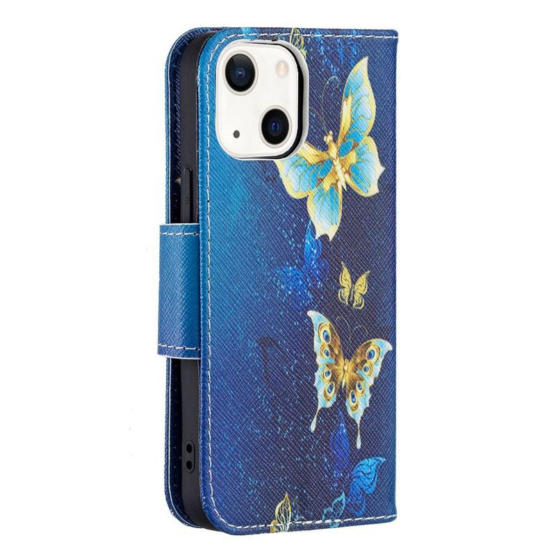 Folio Deksel iPhone 13 Mini Butterflies Kings