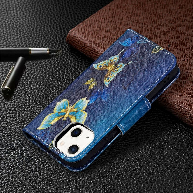 Folio Deksel iPhone 13 Mini Butterflies Kings