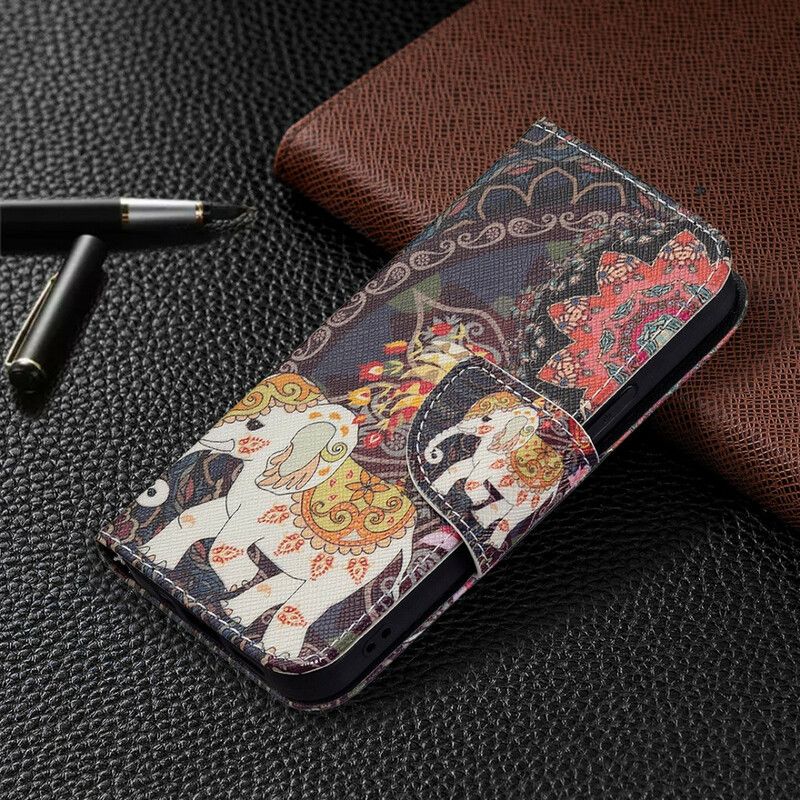 Folio Deksel iPhone 13 Mini Indisk Elefant Beskyttelse Deksel