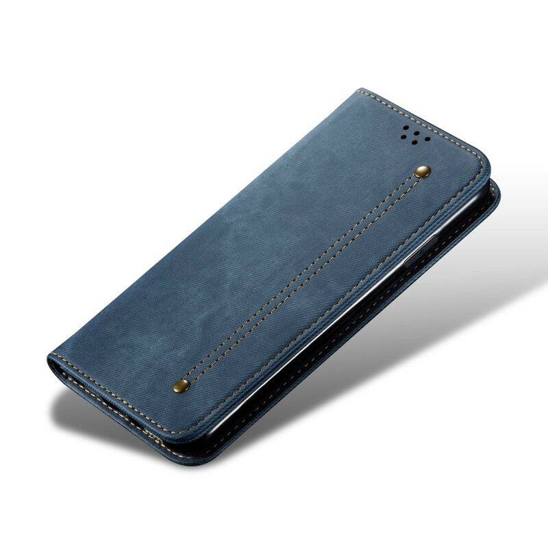 Folio Deksel Lær iPhone 13 Mini Jeans-tekstur I Imitert Skinn
