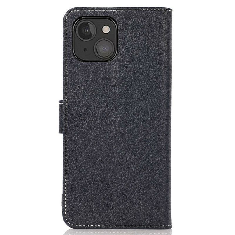 Folio Deksel Til iPhone 13 Mini Litchi-skinneffektsømmer