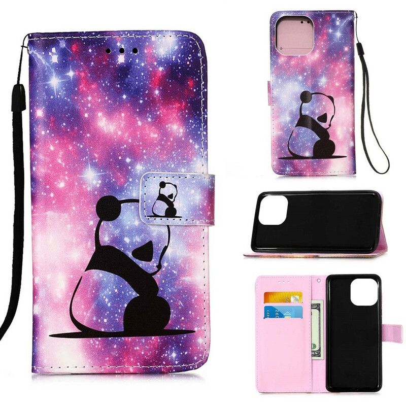 Lærdeksel Folio Deksel iPhone 13 Mini Mobildeksel Panda Galaxy