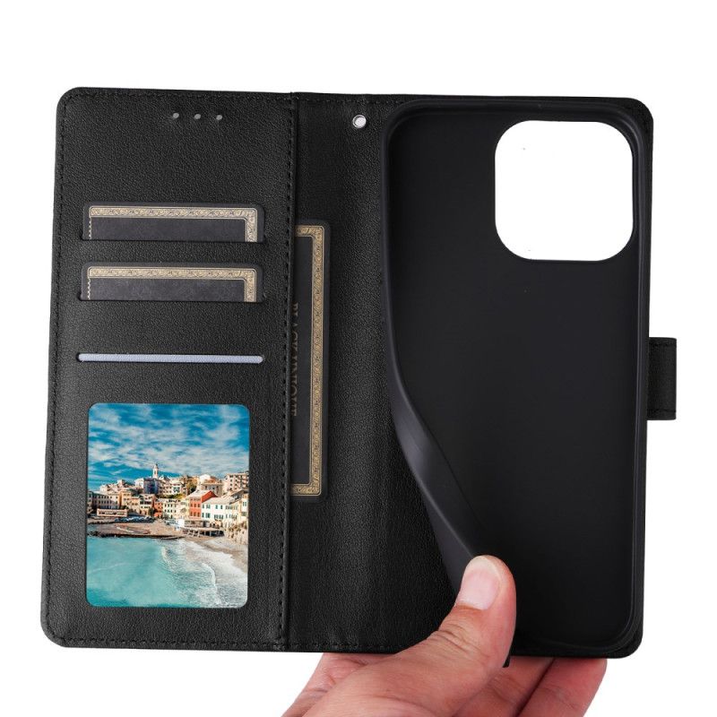 Folio Deksel Realme C61 Ensfarget Fuskeskinn Beskyttelse Deksel