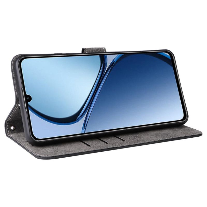 Folio Deksel Til Realme C61 Rfid-beskyttelse Semsket Skinneffekt Med Stropp