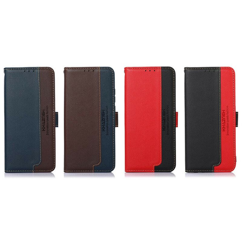 Folio Deksel Samsung Galaxy S21 Fe Lychee Style Rfid Khazneh Beskyttelse Deksel