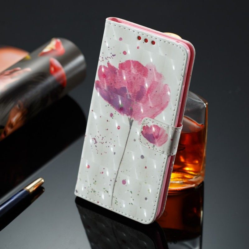 Folio Deksel Samsung Galaxy A8 3D Akvarellvalmue Anti-fall