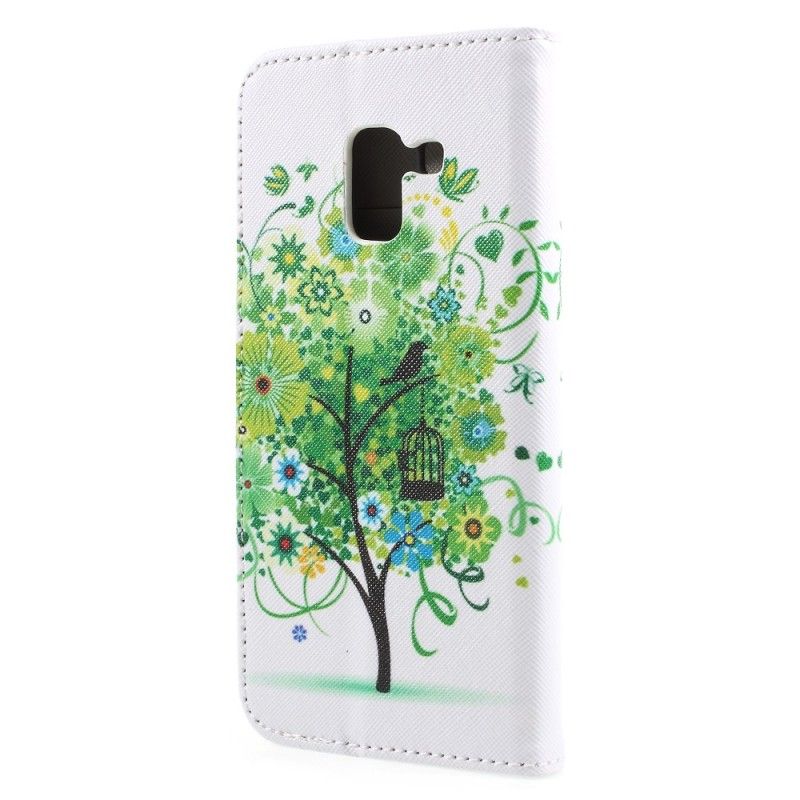 Folio Deksel Samsung Galaxy A8 Blomstrende Tre
