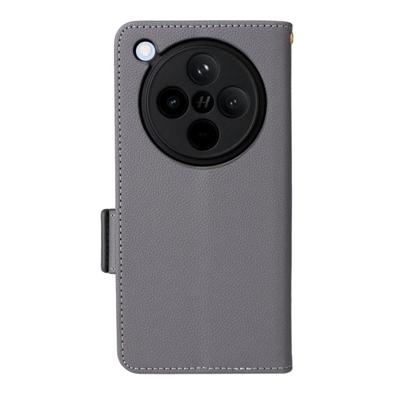 Lærdeksel Folio Deksel Oppo Find X8 Litchi-stropp I Kunstskinn