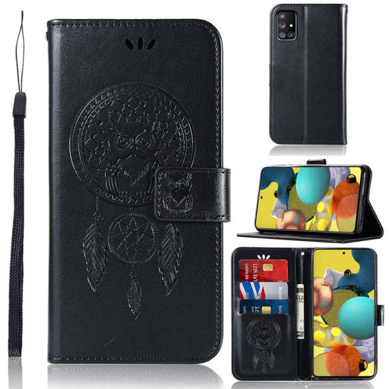 Folio Deksel Samsung Galaxy A51 5G Svart Dreamwatcher Av Skinneffekt Anti-fall