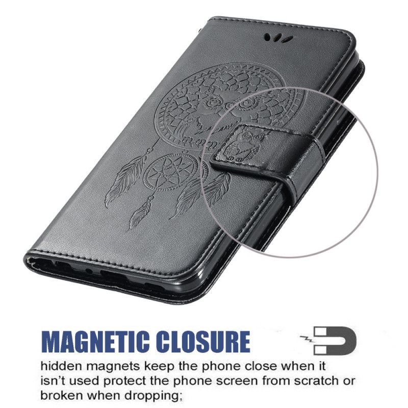 Folio Deksel Samsung Galaxy A51 5G Svart Dreamwatcher Av Skinneffekt Anti-fall