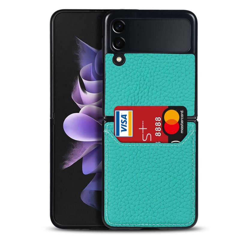 Deksel Samsung Galaxy Z Flip 3 5g Ekte Litchi-skinnkortholder