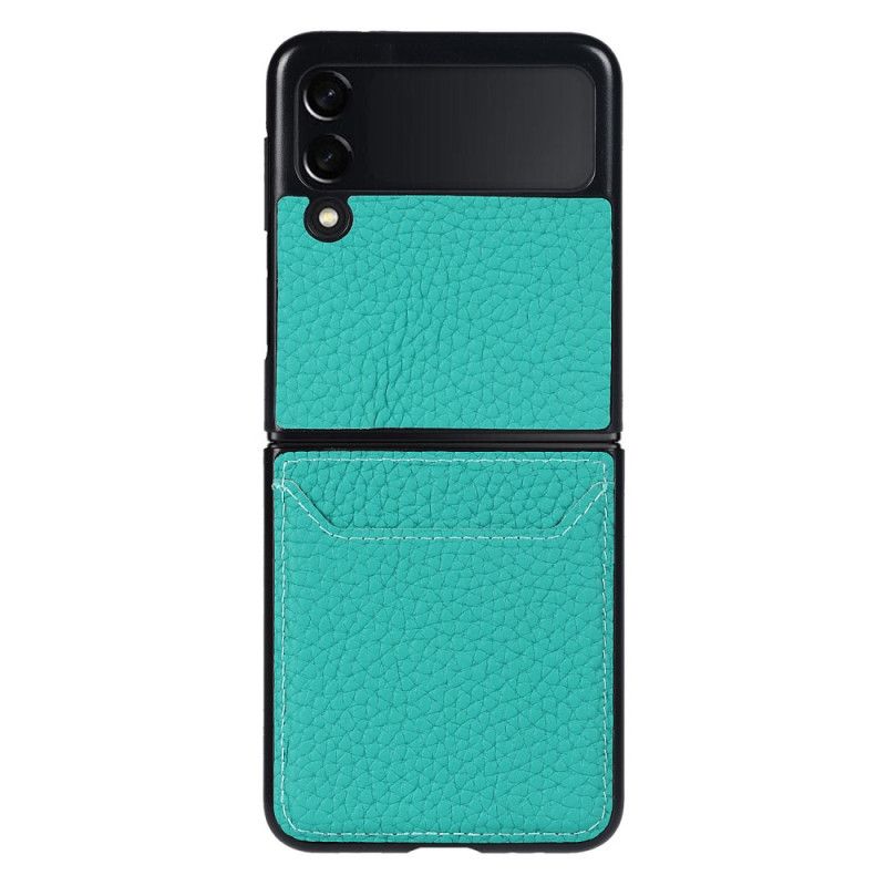 Deksel Samsung Galaxy Z Flip 3 5g Ekte Litchi-skinnkortholder