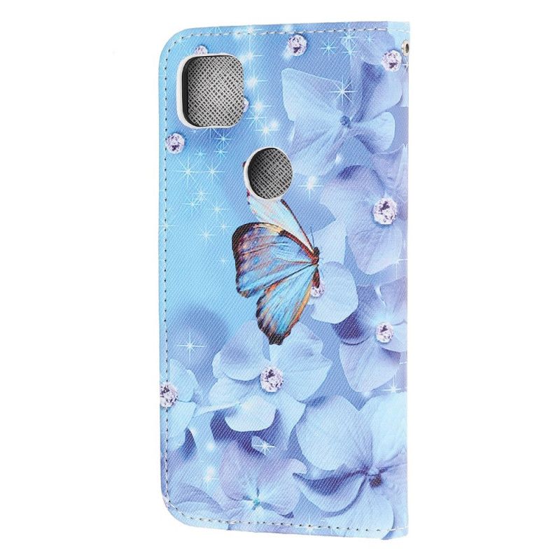 Folio Deksel for Google Pixel 4a Thong Diamant Sommerfugler