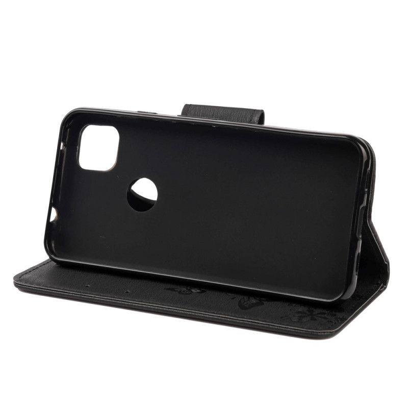 Folio Deksel Google Pixel 4a Svart Bare Sommerfugler Med Tanga