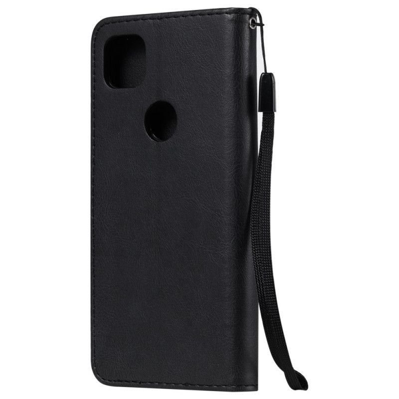 Folio Deksel Google Pixel 4a Svart Skinneffekt Med Stropp