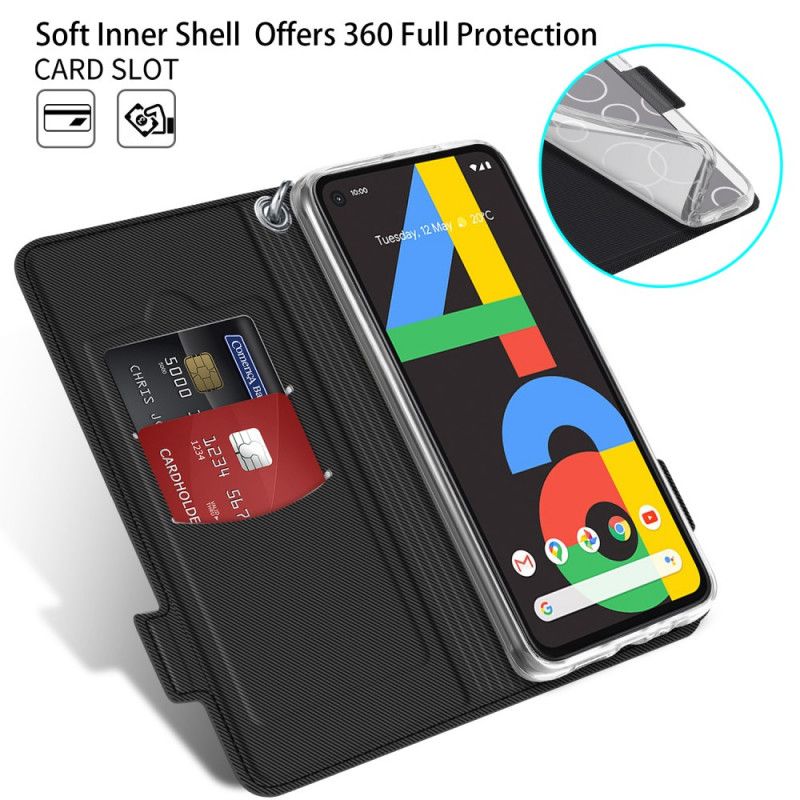 Folio Deksel Google Pixel 4a Svart Tofarget Baiyu-Serie