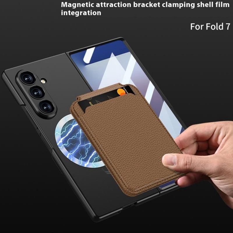 Deksel Samsung Galaxy Z Fold 7 Avtakbar Kortholder Og Integrert Stativ Beskyttelse Deksel