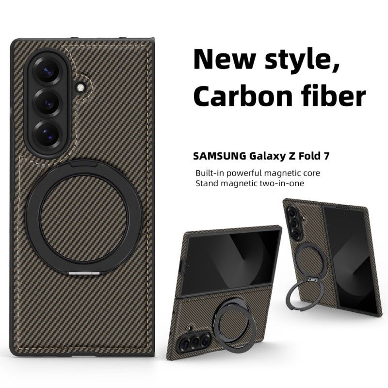 Deksel Samsung Galaxy Z Fold 7 Mobildeksel Magnetisk Teksturert Karbonfiber