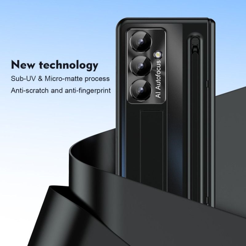 Deksel Samsung Galaxy Z Fold 7 Stativ Og Skjermbeskytter Med Metalleffekt