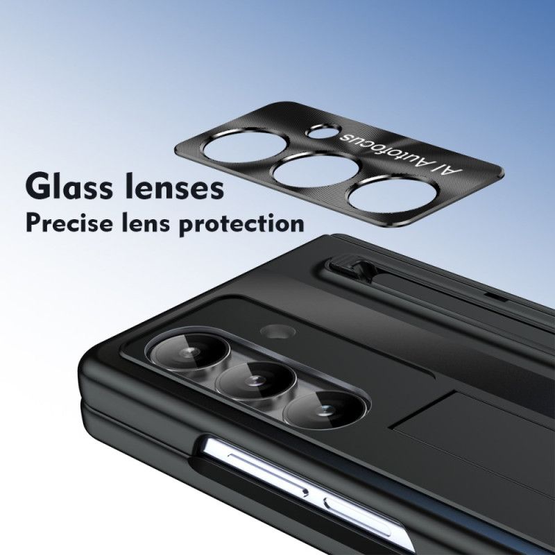 Deksel Samsung Galaxy Z Fold 7 Stativ Og Skjermbeskytter Med Metalleffekt