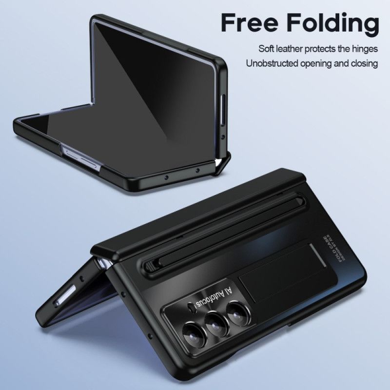 Deksel Samsung Galaxy Z Fold 7 Stativ Og Skjermbeskytter Med Metalleffekt