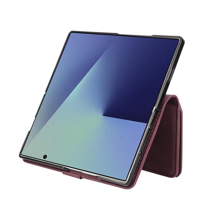 Folio Deksel Samsung Galaxy Z Fold 7 Lommebok Med Semsket Skinneffekt Og Skulderstropp Beskyttelse Deksel