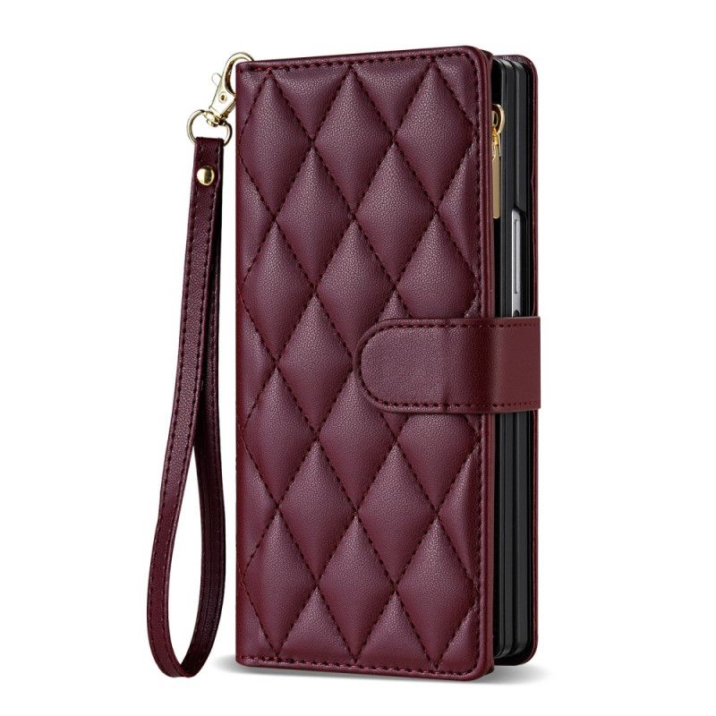 Folio Deksel Til Samsung Galaxy Z Fold 7 Polstret Med Skulderstropp Og Snor