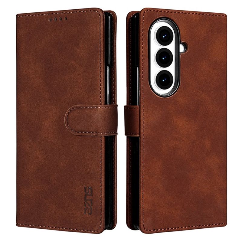 Lærdeksel Folio Deksel Samsung Galaxy Z Fold 7 Mobildeksel Azns Semsket Skinn-effekt