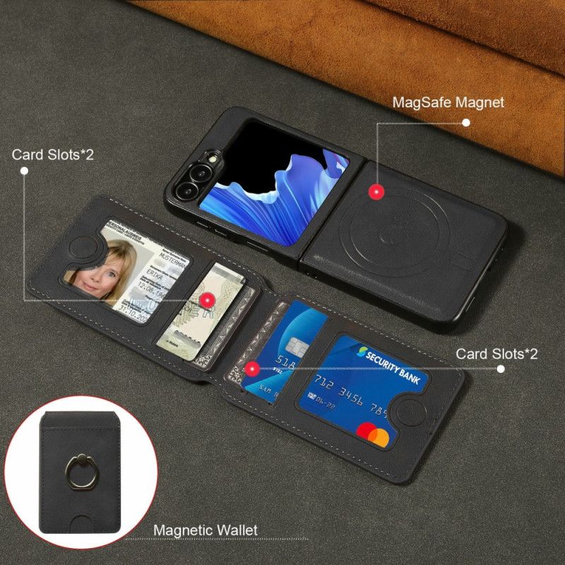Deksel Samsung Galaxy Z Flip 7 Fe Magnetisk Med Avtakbar Kortholder Beskyttelse Deksel